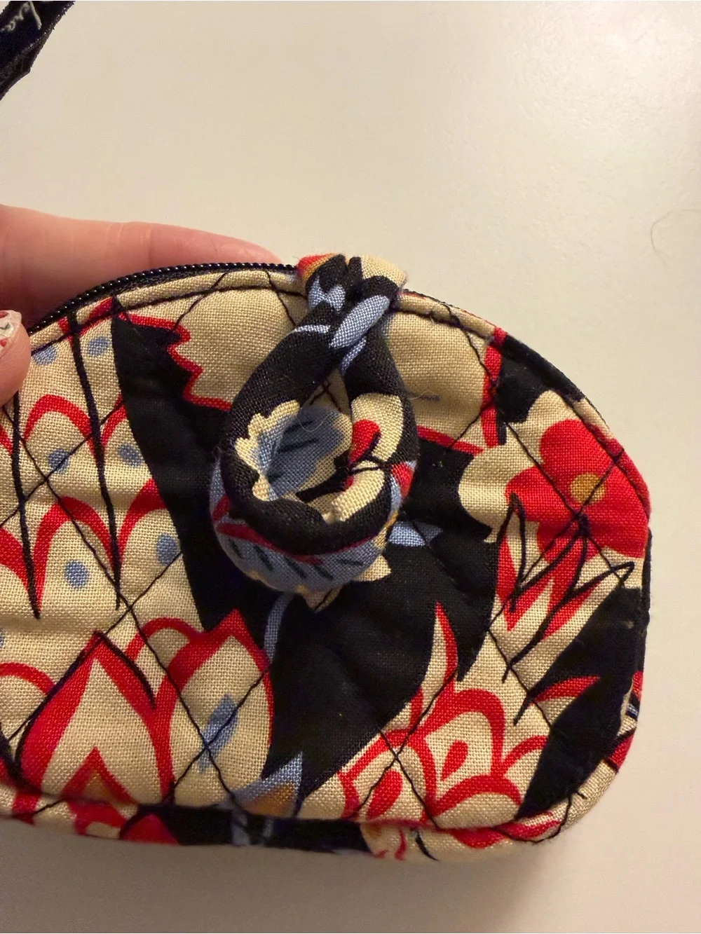 Vera Bradley Black, Red & Cream Quilted Floral Pouch